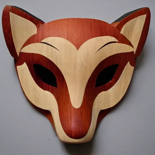 Image similar to symmetry!! demon angel fox wooden mask