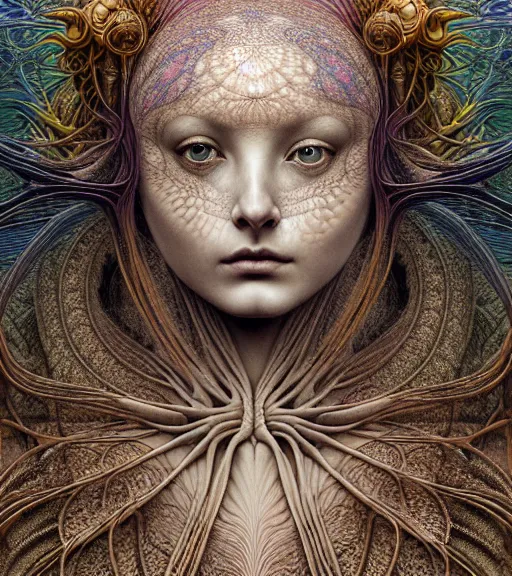 Image similar to detailed realistic beautiful desert goddess face portrait by jean delville, gustave dore, iris van herpen and marco mazzoni, art forms of nature by ernst haeckel, art nouveau, symbolist, visionary, gothic, neo - gothic, pre - raphaelite, fractal lace, intricate alien botanicals, ai biodiversity, surreality, hyperdetailed ultrasharp octane render