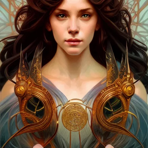 Image similar to portrait of a goddess of elemental lightning, half body, perfect face, d & d, fantasy, intricate, elegant, highly detailed, digital painting, artstation, concept art, smooth, sharp focus, illustration, art by artgerm and greg rutkowski and alphonse mucha