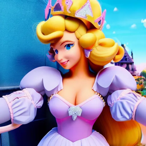 Image similar to photo of princess peach as a real life character posing, 8 k, ultra details