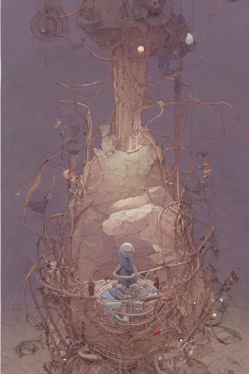 Image similar to the ego separates, by Moebius!!, by Mattias Adolfsson, ((by Mandy Jurgens)), oil on canvas