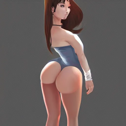 Prompt: a digital painting in the style of ilya kuvshinov on artstation pin - up of a beautiful tanned asian egirl with long silver hair posing for the camera on a white background