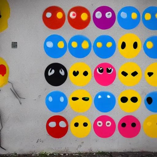 Prompt: spray paint graffiti of emojis in style of Banksy