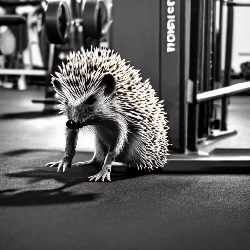 Prompt: hedgehog is doing barbell press in the gym, digital art, unreal engine