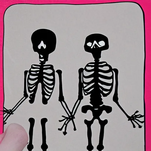 Prompt: A skeleton on a date with my mom