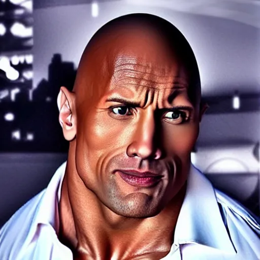 portrait of Dwayne thé rock Johnson with his eyebrow, Stable Diffusion