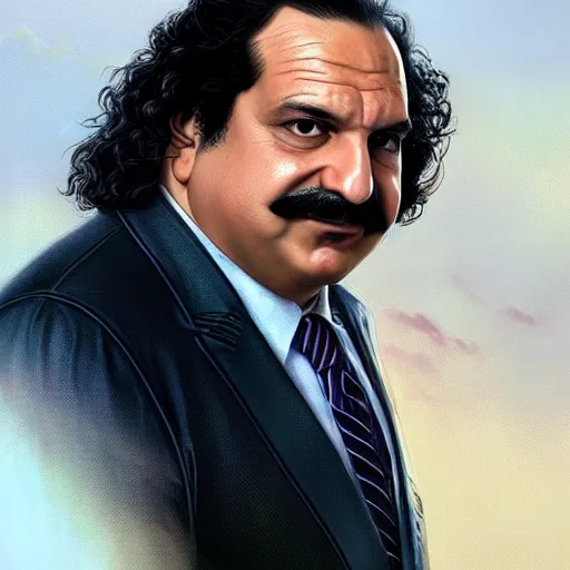 Image similar to handsome Ron Jeremy as President of United States of America as GTA character , western, fantasy, closeup, D&D, intricate, elegant, highly detailed, digital painting, artstation, concept art, matte, sharp focus, illustration, art by Artgerm and Greg Rutkowski and Alphonse Mucha