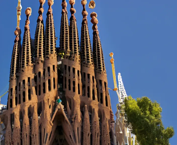 Prompt: 4 k hd, high detail photograph of la sagrada familia from the distance, shot with sigma f / 4. 2, 2 5 0 mm sharp lens, wide shot, volumetric lighting, high level texture render