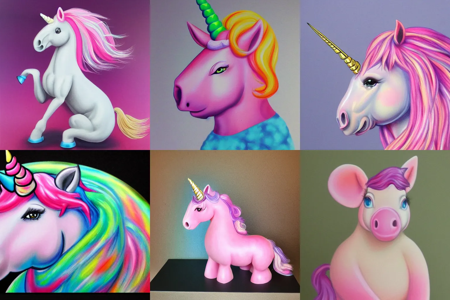 Prompt: obese pink unicorn, airbrush, highly detailed