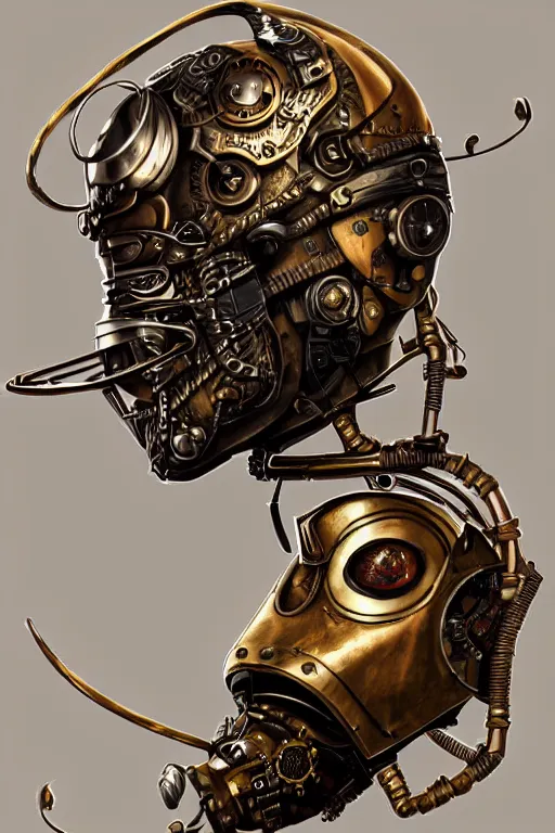 Image similar to steampunk helmet fantasy art mask robot ninja stylized digital illustration sharp focus, elegant intricate digital painting artstation concept art global illumination ray tracing advanced technology chaykin howard and campionpascale and cooke darwyn and davis jack