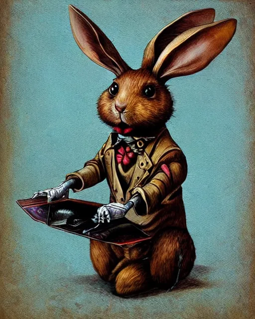 Image similar to steampunk rabbit waving hello by esao andrews