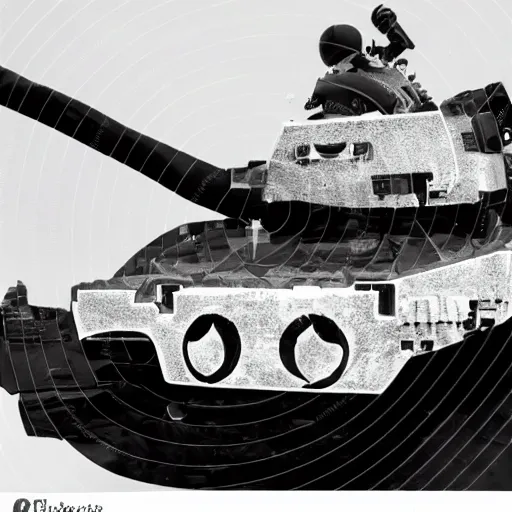 Image similar to daoist heavy armor battle tank painted in white and black yin - yang symbol in cosmos blasting away at surveillance capitalism