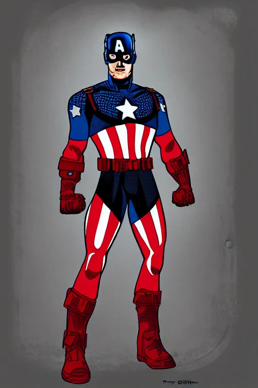 Prompt: Captain America high quality digital painting in the style of Laurie Greasley