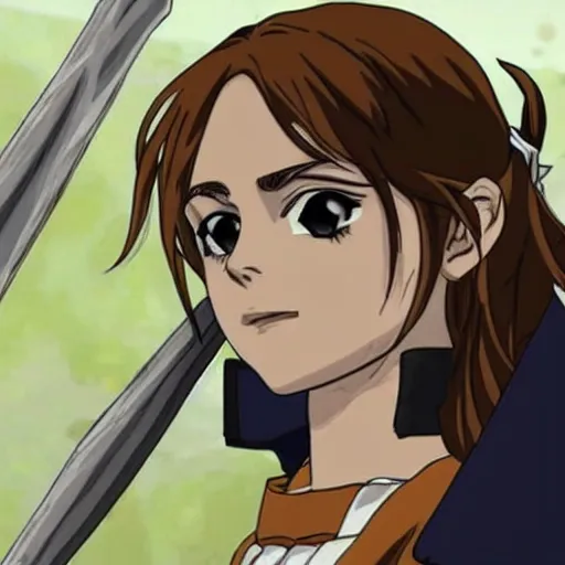 Prompt: emma watson as a anime warrior queen