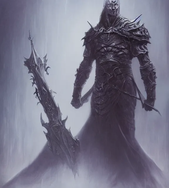 Image similar to king of the storm concept, beksinski, age of sigma art, frank franzetta, ruan jia, dark soul armor concept, trending on artstation, wayne barlowe, adrian smith fantasy art, elden ring art, the hobbit art, lord of the ring art, infinity blade armor