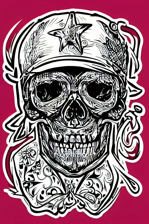 Image similar to A portrait of a skull that is a cowboy, sticker, colorful, illustration, highly detailed, smooth and clean vector curves, no jagged lines, vector art, smooth