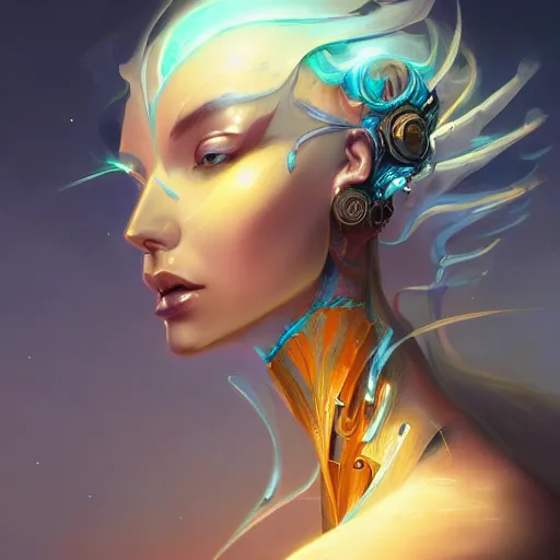 Image similar to portrait of a beautiful cybernetic emanation, side profile, by pete mohrbacher and artgerm and wlop, digital art, highly detailed, intricate, fantasy, mystical, Trending on Artstation HQ, deviantart, unreal engine, 4K UHD image
