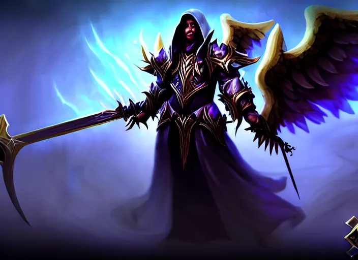 Prompt: champion splashart of champion made out of angel of death