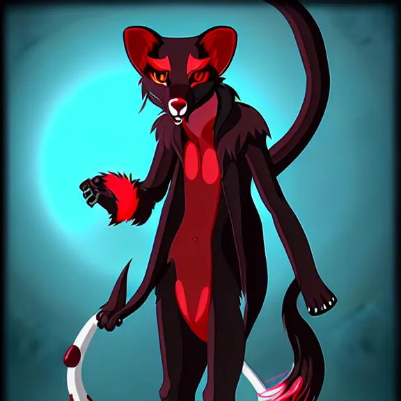 Image similar to furry - male - red - black - weasel - necromancer - fursona uhd ue 5 visual novel pc game expressions