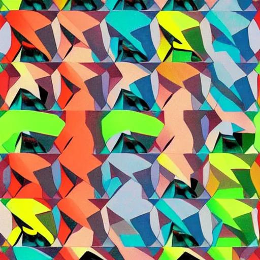 Image similar to colored digital art, by m. c. escher