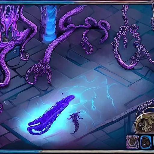 Image similar to screenshot of an end game boss that is a chained up ethereal obsidian ghostly wraith like figure with a squid like parasite latched onto its head and long tentacle arms that flow lazily but gracefully at its sides like a cloak while it floats around a empty frozen chamber with rats as its only companions as the player walks in to battle, this character has hydrokinesis and electrokinesis for silent hill video game and inspired by the resident evil game franchise and vecna from stranger things, its health bar is completely full