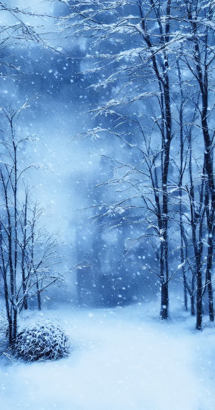 Prompt: realistic photo of snowfall landscape, very sharp focus, in the style of greg rutswoski, very hyper realistic, highly detailed, fantasy art station