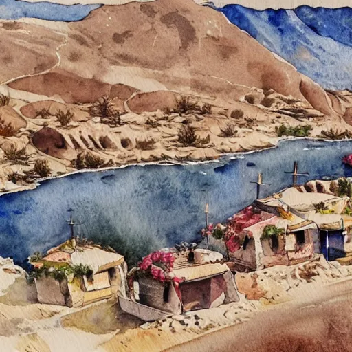 Image similar to watercolor kurdish destination, highly detailed, 4 k