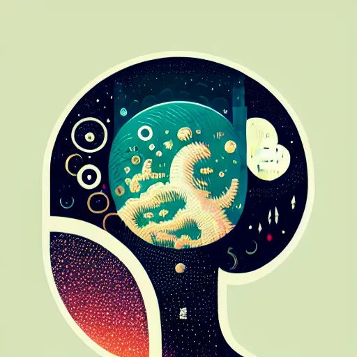 Image similar to a wandering mind, logo, simple white background victo ngai, kilian eng