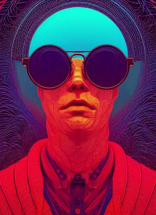 Prompt: symmetry!! stunning portrait of man wearing reflective round sunglasses miami memory, forced witness, by victo ngai, kilian eng vibrant colors, dynamic lighting, digital art, winning award masterpiece, fantastically beautiful, illustration, aestheticly inspired by beksinski and dan mumford, upscale with simon stalenhag work, artstation, 8 k