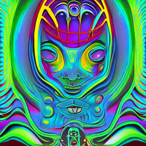 Image similar to 👽 🤖 psychedelic style, surreal, digital painting