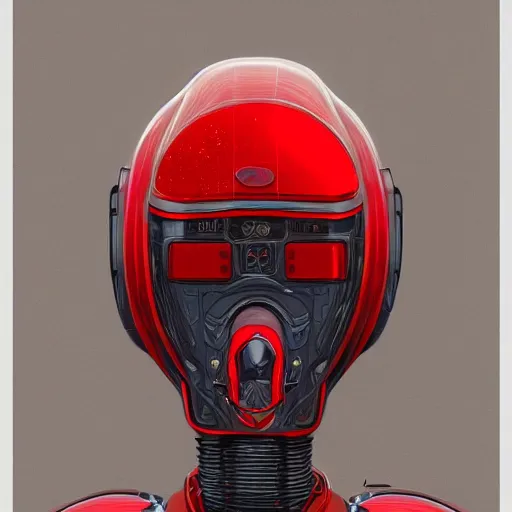 Image similar to !dream self portrait of a robot with a squid face. Red and black body armor, digital art, realistic, ultradetailed, concept art in the style of Science Fiction. art by Syd Mead and Moebius, trending on artstation, devianart, cgsociety