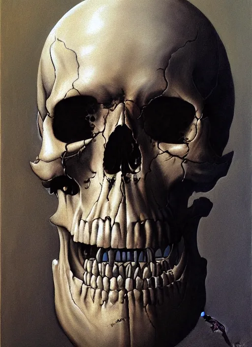 Image similar to a human skull with intricate carvings. highly detailed painting by zdzisław beksinski, craig mullins, j. c. leyendecker 8 k