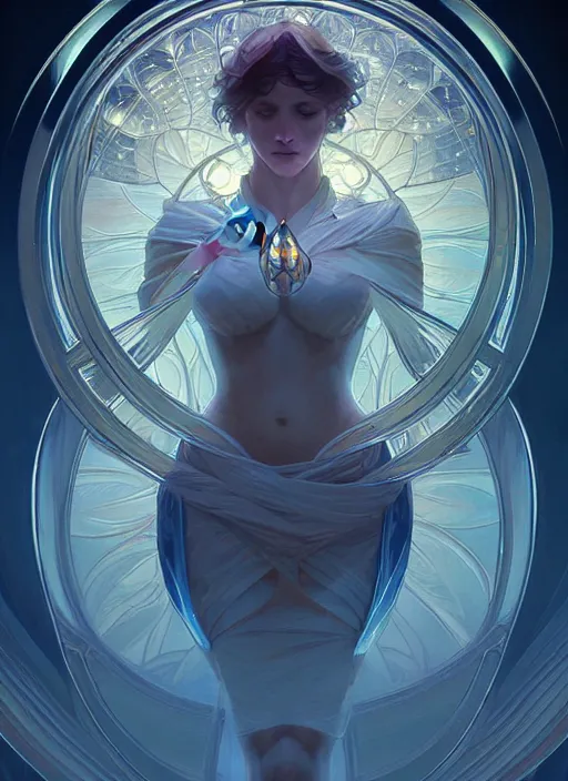 Image similar to symmetry!! water, glowing lights!! intricate elegant, highly detailed, digital painting, artstation, concept art, smooth, sharp focus, illustration, art by artgerm and greg rutkowski and alphonse mucha