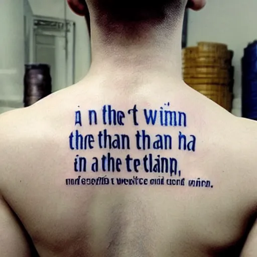 Image similar to tattoo with crooked handwritten font, blue, quote : a man never steps in the same river twice for that is not the same river and he is not the same man, heraclitus quote, color restoration