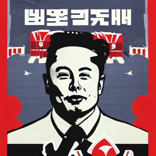 Prompt: elon musk in a north korean socialist propaganda poster