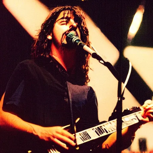 Image similar to 2 1 yo young dave grohl 1 9 9 4 rock tour photograph, rollingstone magazine