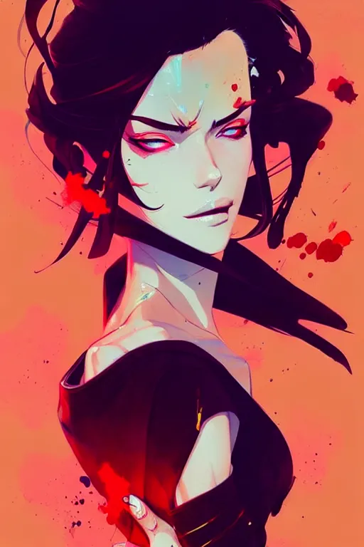 Prompt: a ultradetailed beautiful panting of a stylish gangster woman, by conrad roset, greg rutkowski and makoto shinkai, trending on artstation