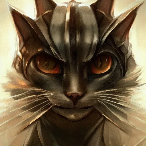 Prompt: portrait detailed cat knight concept art artstation