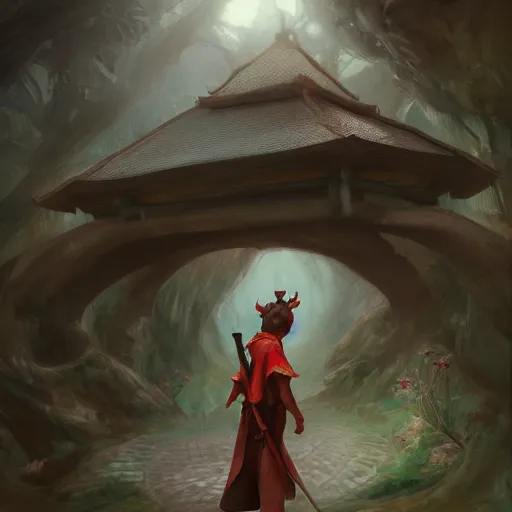 Prompt: brother grimms fairytale cave samurai pagoda digital art, irina french, heraldo ortega, mandy jurgens trending on artstation 8 k 1 5 0 mpx