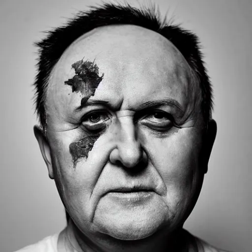 Prompt: mikhail gorbachev as doom metal singer headshot head shot portrait live performancein makeup make-up