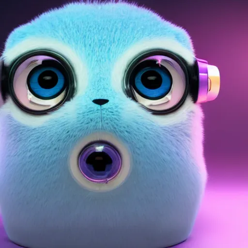 Prompt: ultra-realistic ultra-detailed adorable fluffy bioluminiscent headphones in the style of ghibli kazuo oga, blue and purple fur, big ears, beautiful light big eyes, underwater landscape, DOF, soft lighting, unreal engine render