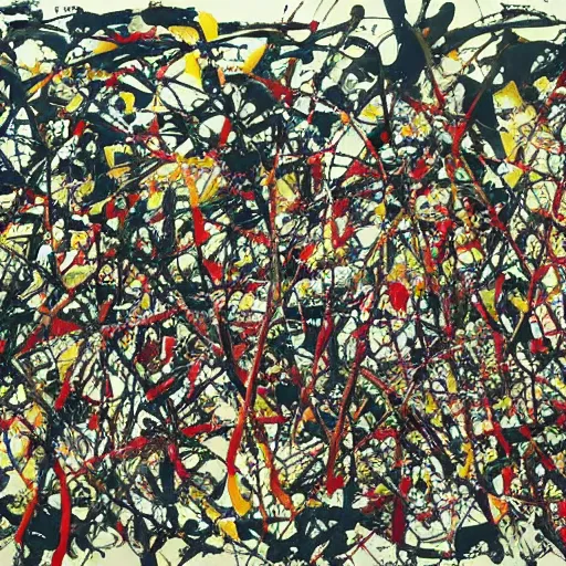 Prompt: jackson pollock painting, where is wally