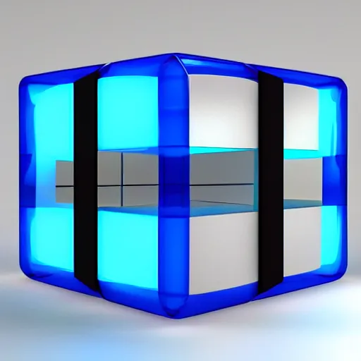 Image similar to blue cube, studio, octane render,