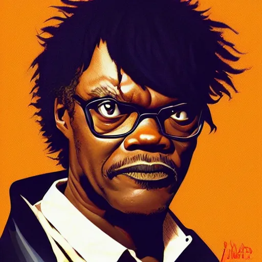 Prompt: Album Art for Char Zulu, \'Samuel L Jackson as L from Deathnote\', psx, 3d shapes, Video Games, marijuana, smoke, by Range Murata, by Sachin Teng, Trending on artstation