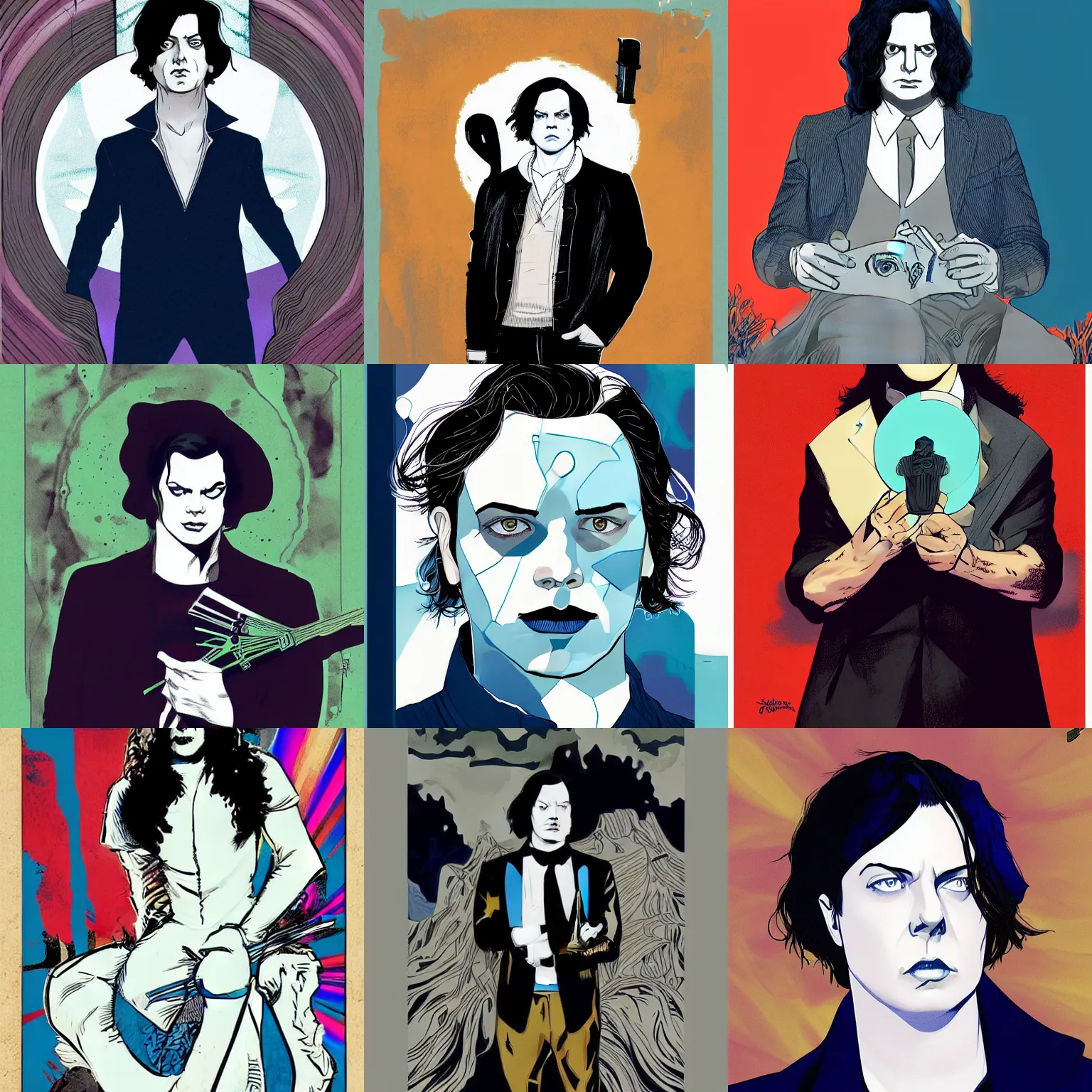 Prompt: jack white, color pop photo, Joshua Middleton comic cover art