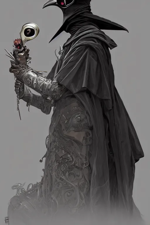 Prompt: plague doctor, plague mask, cyberpunk, intricate, elegant, highly detailed, digital painting, artstation, concept art, smooth, sharp focus, illustration, art by artgerm and greg rutkowski and alphonse mucha