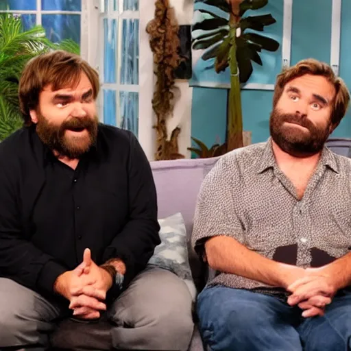 Prompt: jack black on between two ferns, zack galifinakis, found footage