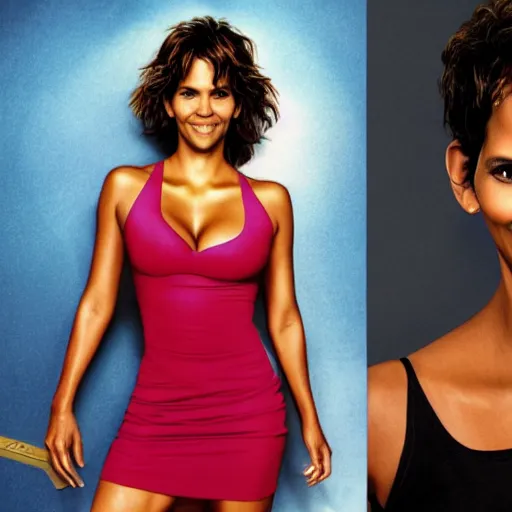 Image similar to halle berry as an anthropomorphic blueberry