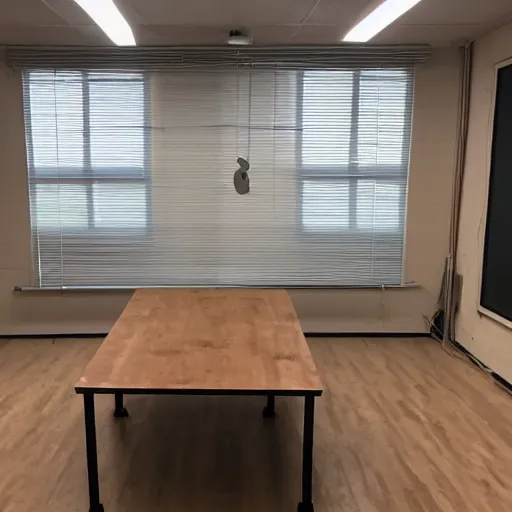 Prompt: A 10ft by 10ft room empty except for a table in the middle, table is centered and has an apple on it