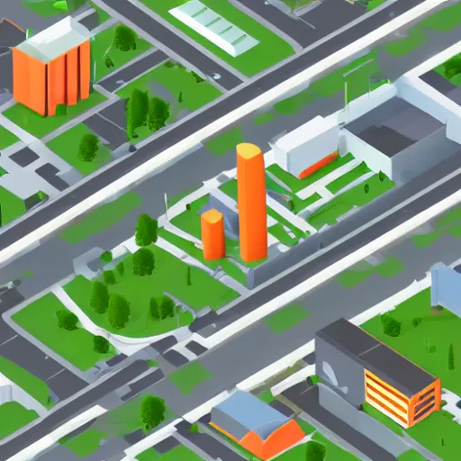 Image similar to Isometric 3D view of the city, lowpoly digital art